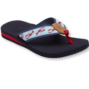 L.L. Bean Maine Isle Sandel Flip Flop seersucker